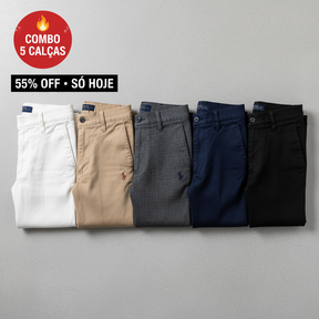Kit 5 Calças Masculina De Sarja Retrô Premium - Pague 3 Leve 5